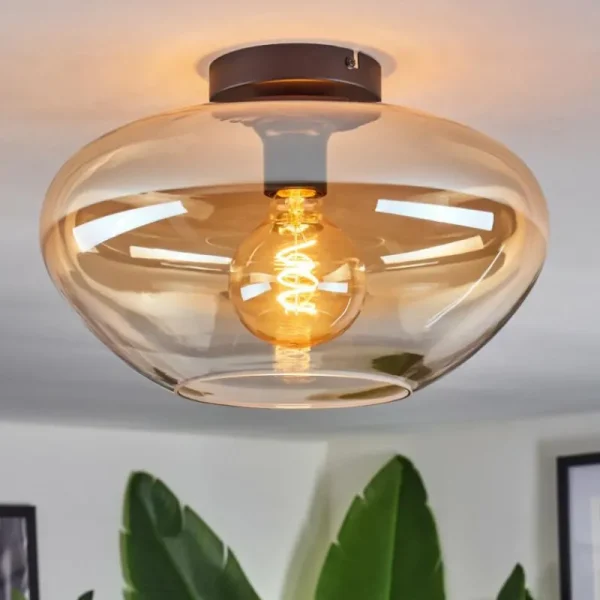 hofstein Mertola Plafonnier Ambre, Clair, 1 lumière* Lampes En Verre