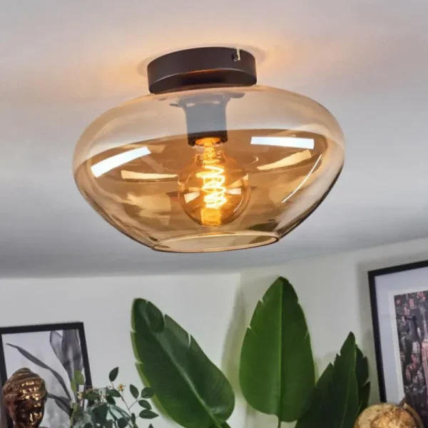 hofstein Mertola Plafonnier Ambre, 1 lumière* Lampes En Verre