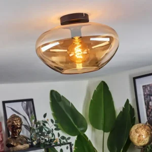 hofstein Mertola Plafonnier Ambre, 1 lumière* Lampes En Verre