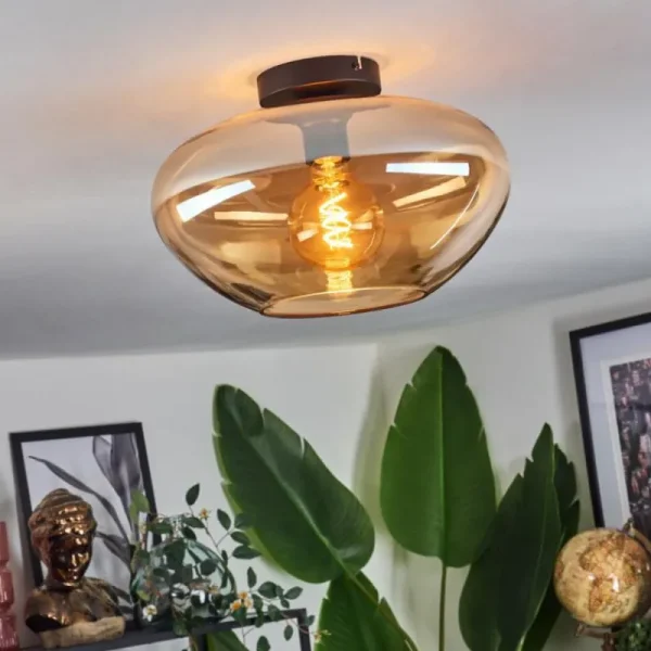 hofstein Mertola Plafonnier Ambre, 1 lumière* Lampes En Verre