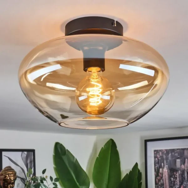 hofstein Mertola Plafonnier Ambre, Clair, 1 lumière* Lampes En Verre