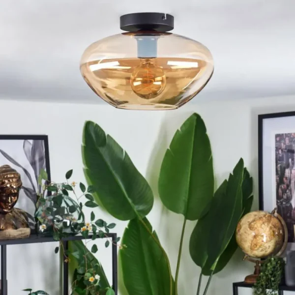 hofstein Mertola Plafonnier Ambre, 1 lumière* Lampes En Verre