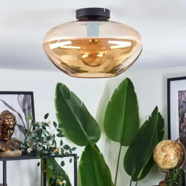 hofstein Mertola Plafonnier Ambre, 1 lumière* Lampes En Verre