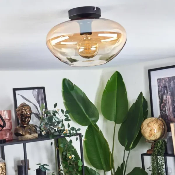 hofstein Mertola Plafonnier Ambre, Clair, 1 lumière* Lampes En Verre
