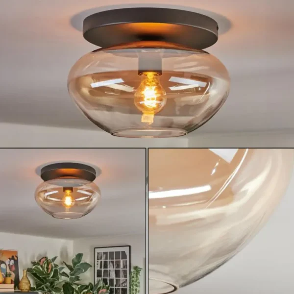 hofstein Mertola Plafonnier, Boule lumineuse Ambre, Clair, 1 lumière* Lampes En Verre