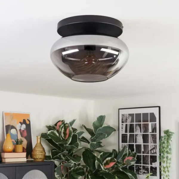 hofstein Mertola Plafonnier, Boule lumineuse Fumé, 1 lumière* Lampes Modernes