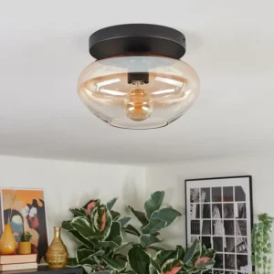 hofstein Mertola Plafonnier, Boule lumineuse Ambre, Clair, 1 lumière* Lampes En Verre