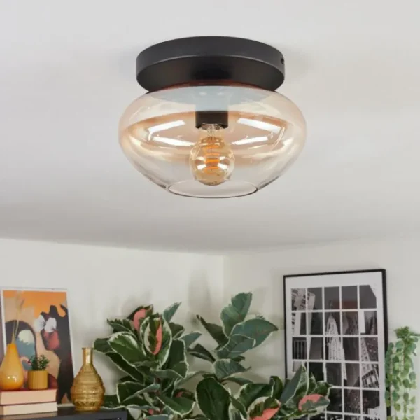 hofstein Mertola Plafonnier, Boule lumineuse Ambre, Clair, 1 lumière* Lampes En Verre