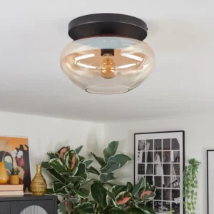 hofstein Mertola Plafonnier, Boule lumineuse Ambre, Clair, 1 lumière* Lampes En Verre