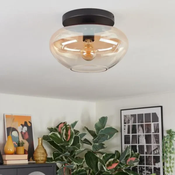hofstein Mertola Plafonnier, Boule lumineuse Ambre, Clair, 1 lumière* Lampes En Verre
