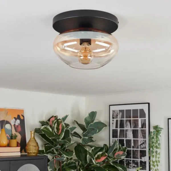 hofstein Mertola Plafonnier, Boule lumineuse Ambre, Clair, 1 lumière* Lampes En Verre