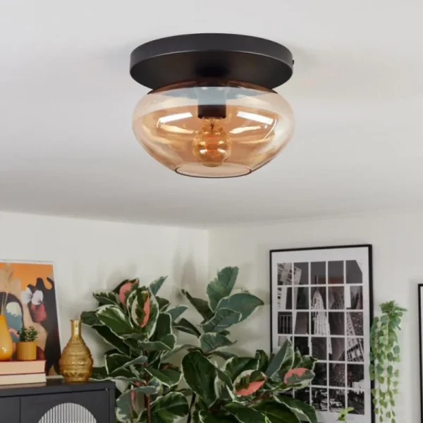 hofstein Mertola Plafonnier, Boule lumineuse Ambre, 1 lumière* Lampes En Verre