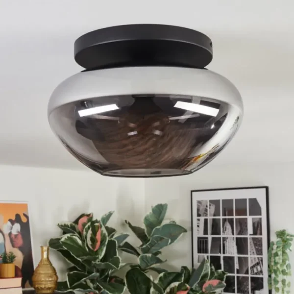 hofstein Mertola Plafonnier, Boule lumineuse Fumé, 1 lumière* Lampes Modernes