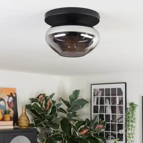 hofstein Mertola Plafonnier, Boule lumineuse Fumé, 1 lumière* Lampes Modernes