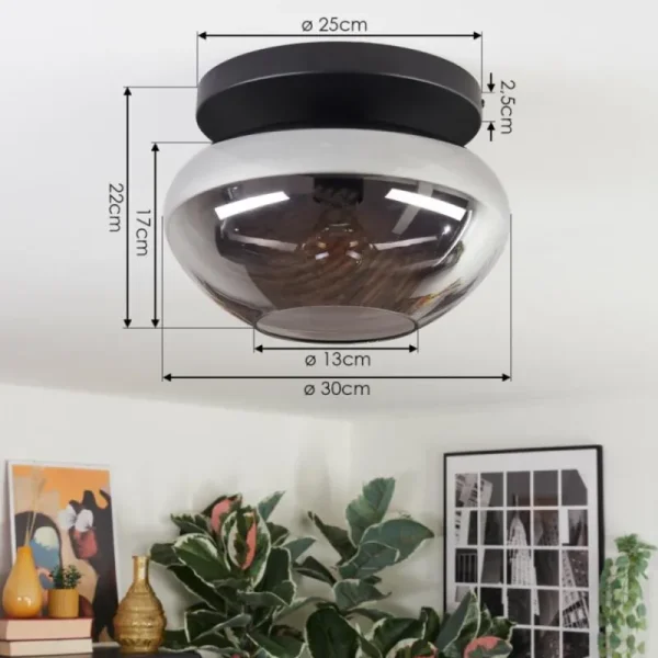 hofstein Mertola Plafonnier, Boule lumineuse Fumé, 1 lumière* Lampes Modernes