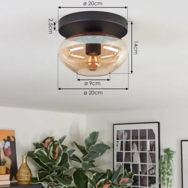 hofstein Mertola Plafonnier, Boule lumineuse Ambre, 1 lumière* Lampes En Verre