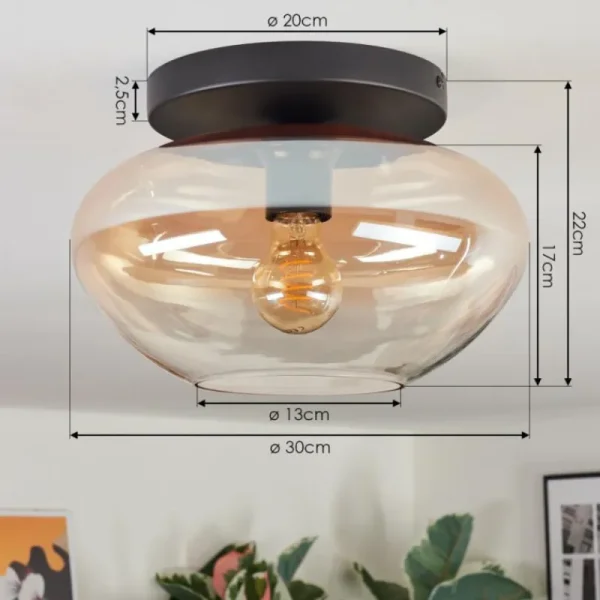 hofstein Mertola Plafonnier, Boule lumineuse Ambre, Clair, 1 lumière* Lampes En Verre