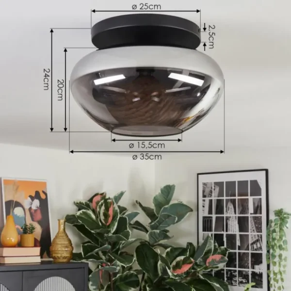 hofstein Mertola Plafonnier, Boule lumineuse Fumé, 1 lumière* Lampes Modernes