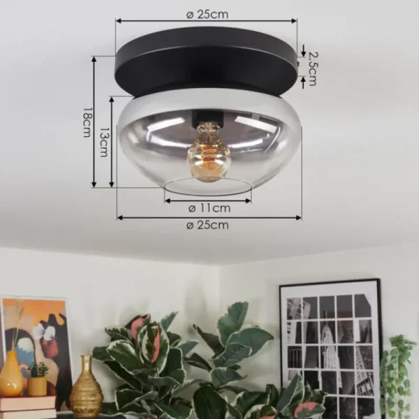 hofstein Mertola Plafonnier, Boule lumineuse Clair, Fumé, 1 lumière* Lampes Modernes