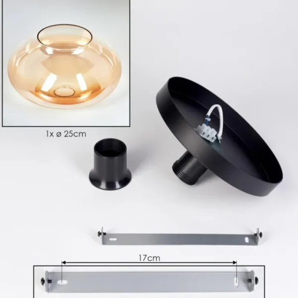 hofstein Mertola Plafonnier, Boule lumineuse Ambre, Clair, 1 lumière* Lampes En Verre