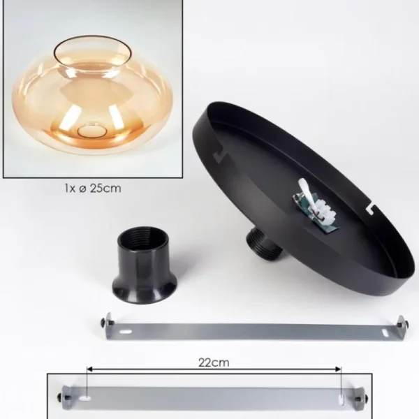 hofstein Mertola Plafonnier, Boule lumineuse Ambre, Clair, 1 lumière* Lampes En Verre