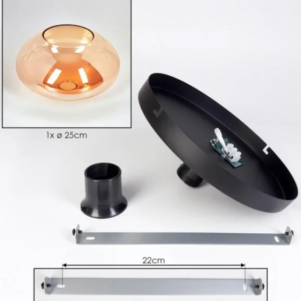 hofstein Mertola Plafonnier, Boule lumineuse Ambre, 1 lumière* Lampes En Verre