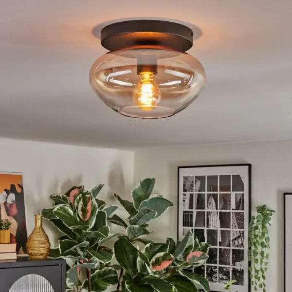 hofstein Mertola Plafonnier, Boule lumineuse Ambre, Clair, 1 lumière* Lampes En Verre