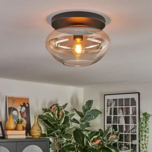hofstein Mertola Plafonnier, Boule lumineuse Ambre, Clair, 1 lumière* Lampes En Verre