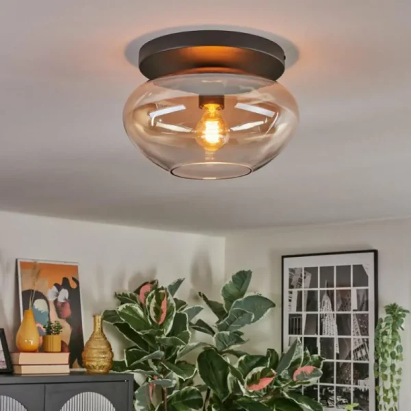 hofstein Mertola Plafonnier, Boule lumineuse Ambre, Clair, 1 lumière* Lampes En Verre