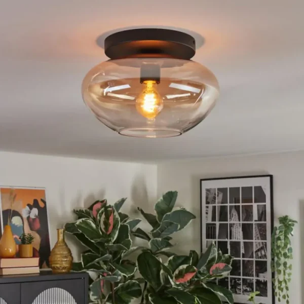 hofstein Mertola Plafonnier, Boule lumineuse Ambre, Clair, 1 lumière* Lampes En Verre
