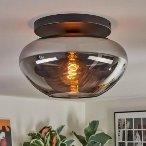 hofstein Mertola Plafonnier, Boule lumineuse Fumé, 1 lumière* Lampes Modernes
