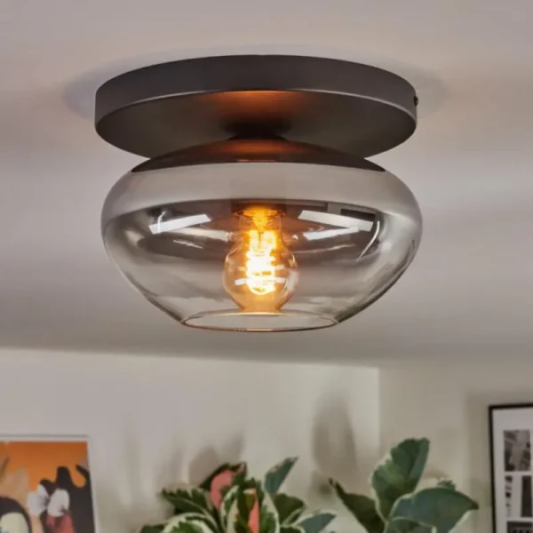 hofstein Mertola Plafonnier, Boule lumineuse Clair, Fumé, 1 lumière* Lampes Modernes
