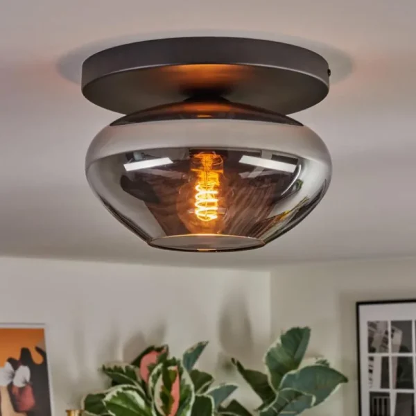 hofstein Mertola Plafonnier, Boule lumineuse Fumé, 1 lumière* Lampes Modernes