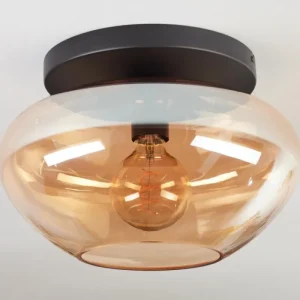 hofstein Mertola Plafonnier, Boule lumineuse Ambre, 1 lumière* Lampes En Verre