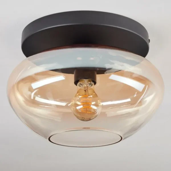 hofstein Mertola Plafonnier, Boule lumineuse Ambre, Clair, 1 lumière* Lampes En Verre