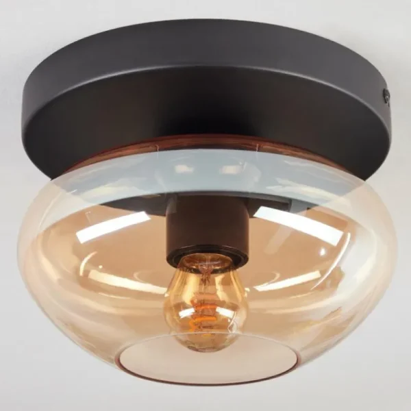 hofstein Mertola Plafonnier, Boule lumineuse Ambre, 1 lumière* Lampes En Verre