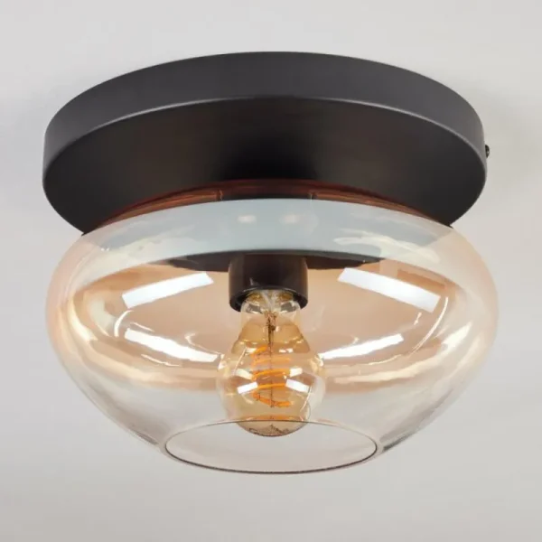 hofstein Mertola Plafonnier, Boule lumineuse Ambre, Clair, 1 lumière* Lampes En Verre