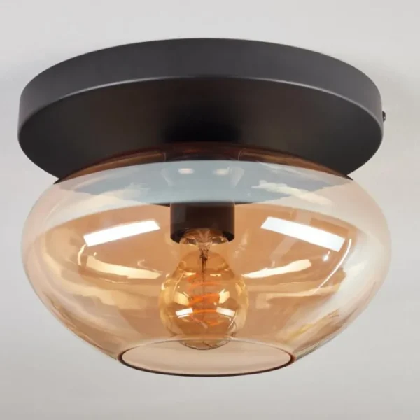 hofstein Mertola Plafonnier, Boule lumineuse Ambre, 1 lumière* Lampes En Verre