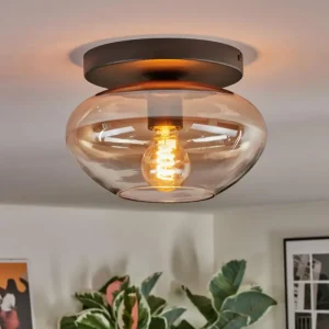 hofstein Mertola Plafonnier, Boule lumineuse Ambre, Clair, 1 lumière* Lampes En Verre