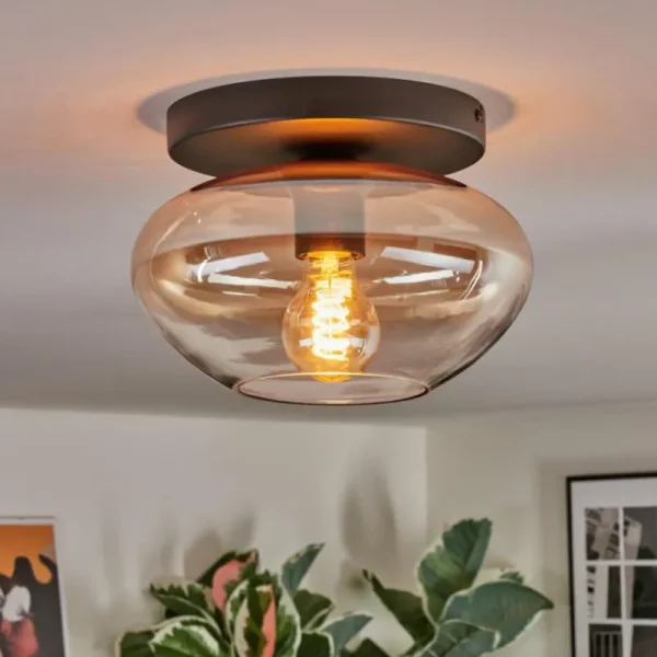 hofstein Mertola Plafonnier, Boule lumineuse Ambre, Clair, 1 lumière* Lampes En Verre