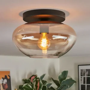 hofstein Mertola Plafonnier, Boule lumineuse Ambre, Clair, 1 lumière* Lampes En Verre