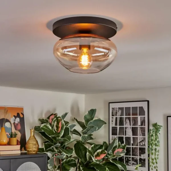 hofstein Mertola Plafonnier, Boule lumineuse Ambre, Clair, 1 lumière* Lampes En Verre
