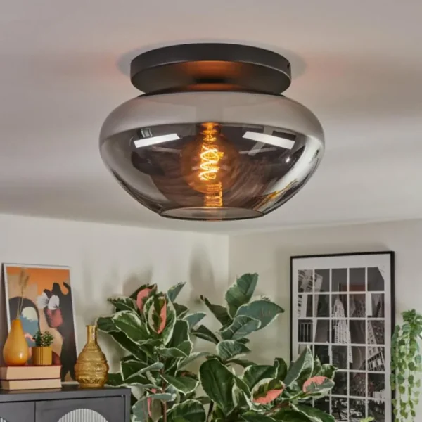 hofstein Mertola Plafonnier, Boule lumineuse Fumé, 1 lumière* Lampes Modernes