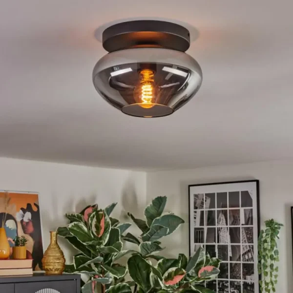 hofstein Mertola Plafonnier, Boule lumineuse Fumé, 1 lumière* Lampes Modernes