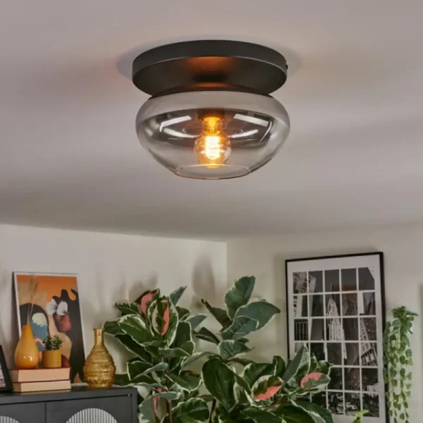 hofstein Mertola Plafonnier, Boule lumineuse Clair, Fumé, 1 lumière* Lampes Modernes