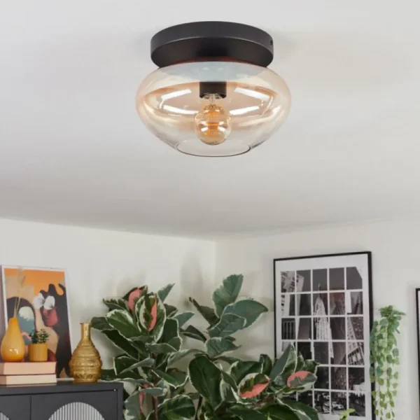 hofstein Mertola Plafonnier, Boule lumineuse Ambre, Clair, 1 lumière* Lampes En Verre