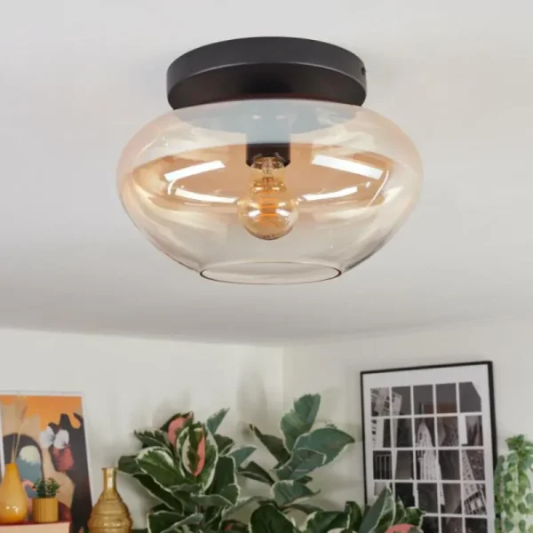 hofstein Mertola Plafonnier, Boule lumineuse Ambre, Clair, 1 lumière* Lampes En Verre