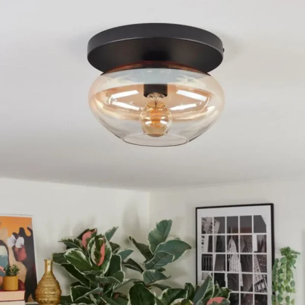 hofstein Mertola Plafonnier, Boule lumineuse Ambre, Clair, 1 lumière* Lampes En Verre