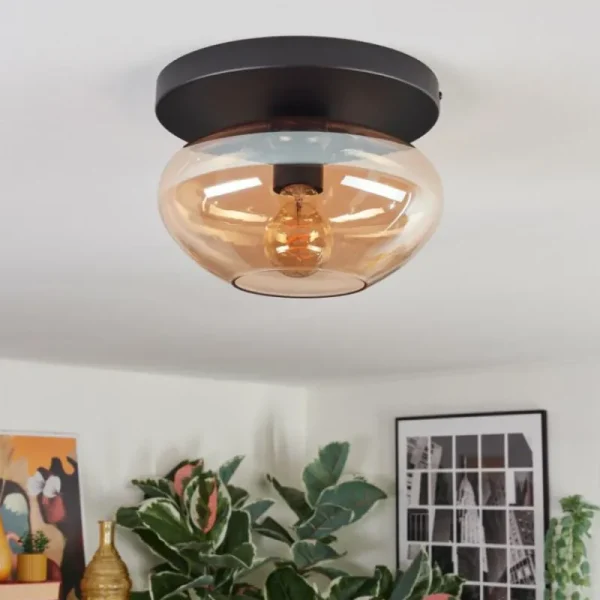 hofstein Mertola Plafonnier, Boule lumineuse Ambre, 1 lumière* Lampes En Verre