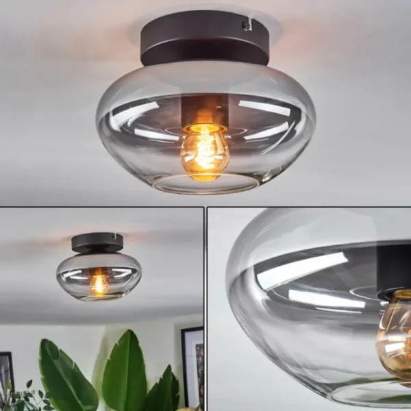 hofstein Mertola Plafonnier Chrome, Fumé, 1 lumière* Lampes Modernes